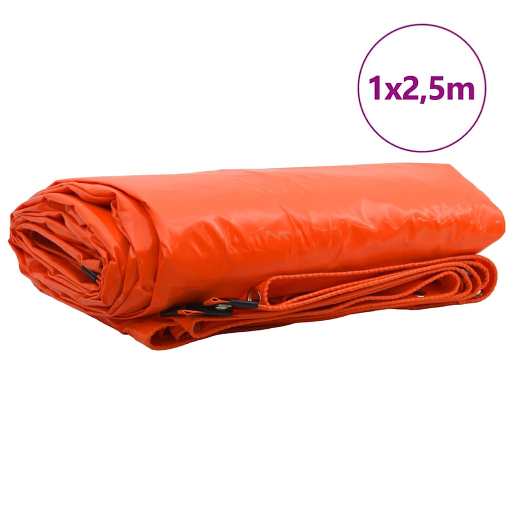 Tarpaulin 650g / m² Orange 1 x 2.5 m Canvas with PVC Coating