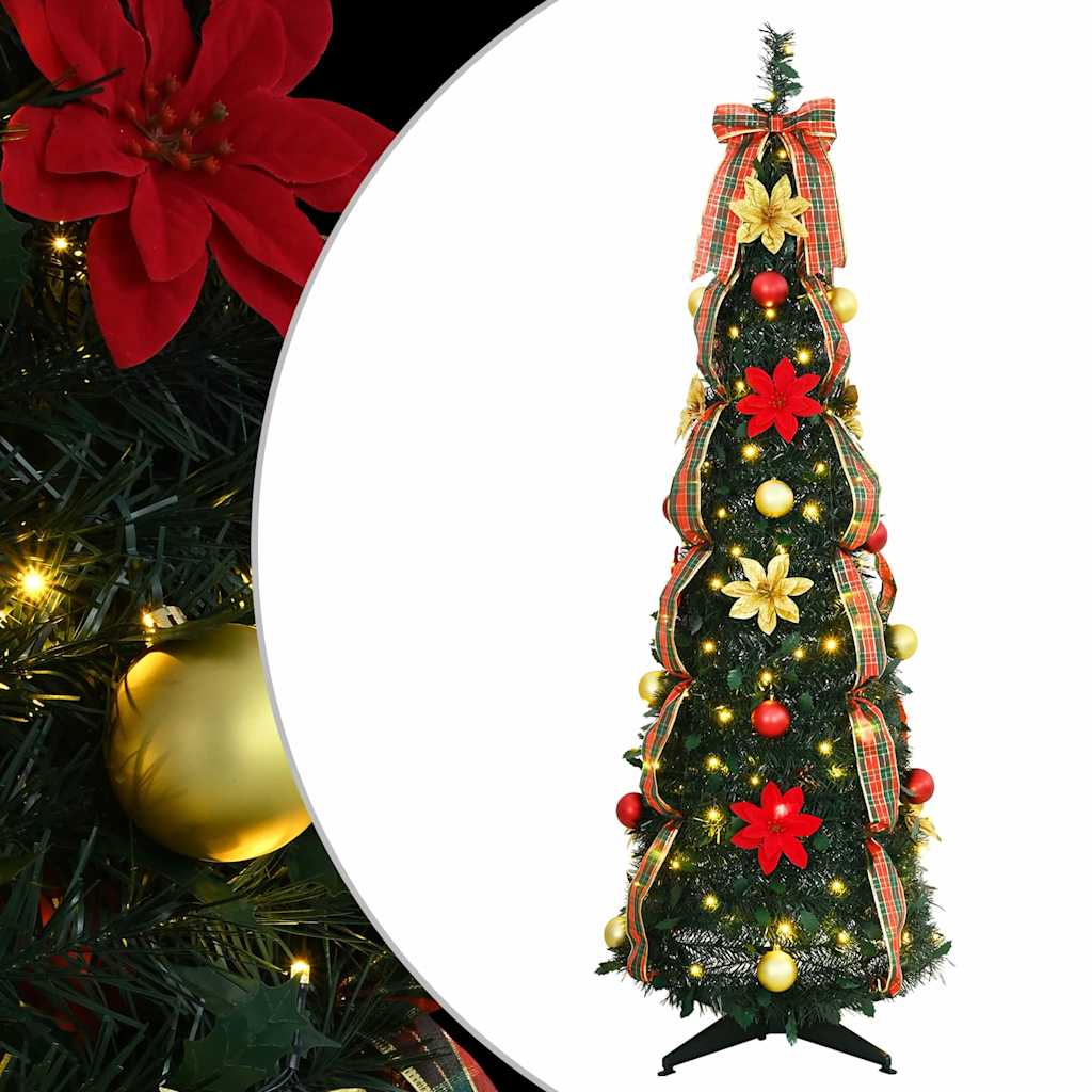 Artificial Christmas Tree with 100 LEDs Green 155 cm PVC