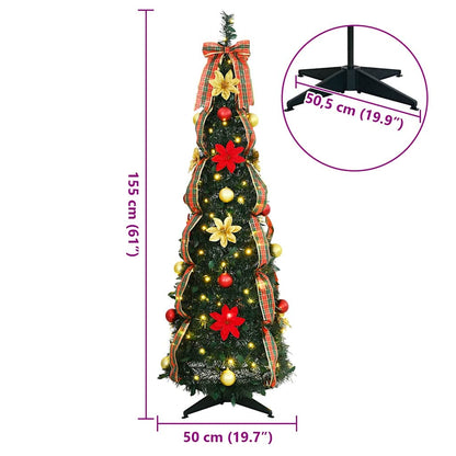 Artificial Christmas Tree with 100 LEDs Green 155 cm PVC
