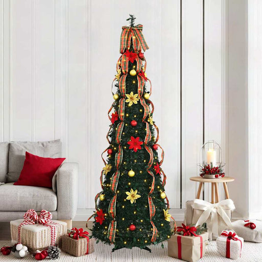 Artificial Christmas Tree with 200 LEDs Green 215 cm PVC