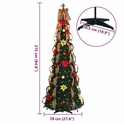 Artificial Christmas Tree with 200 LEDs Green 215 cm PVC
