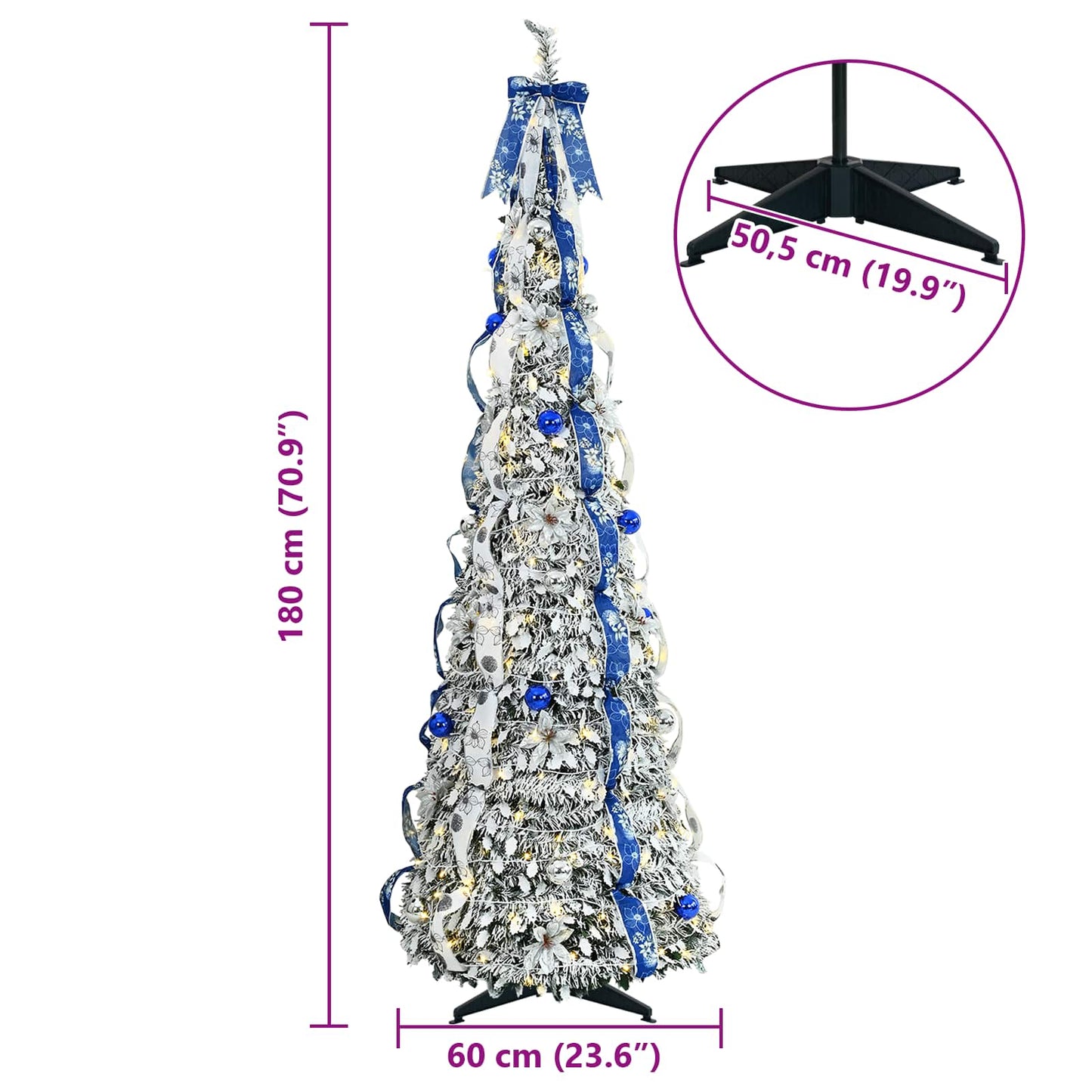 Artificial Christmas Tree with 150 LEDs White 180 cm PVC