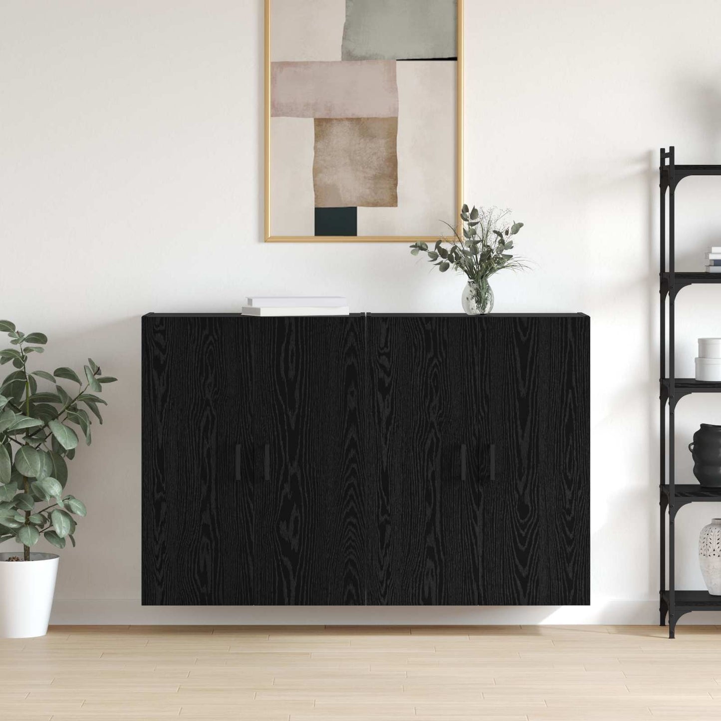 Wall-Mounted Cabinet 2 pcs Black Oak 69.5 x 34 x 90 cm