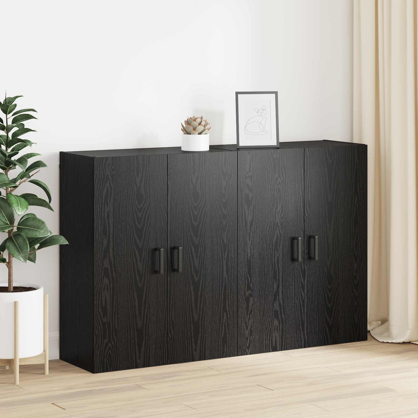 Wall-Mounted Cabinet 2 pcs Black Oak 69.5 x 34 x 90 cm