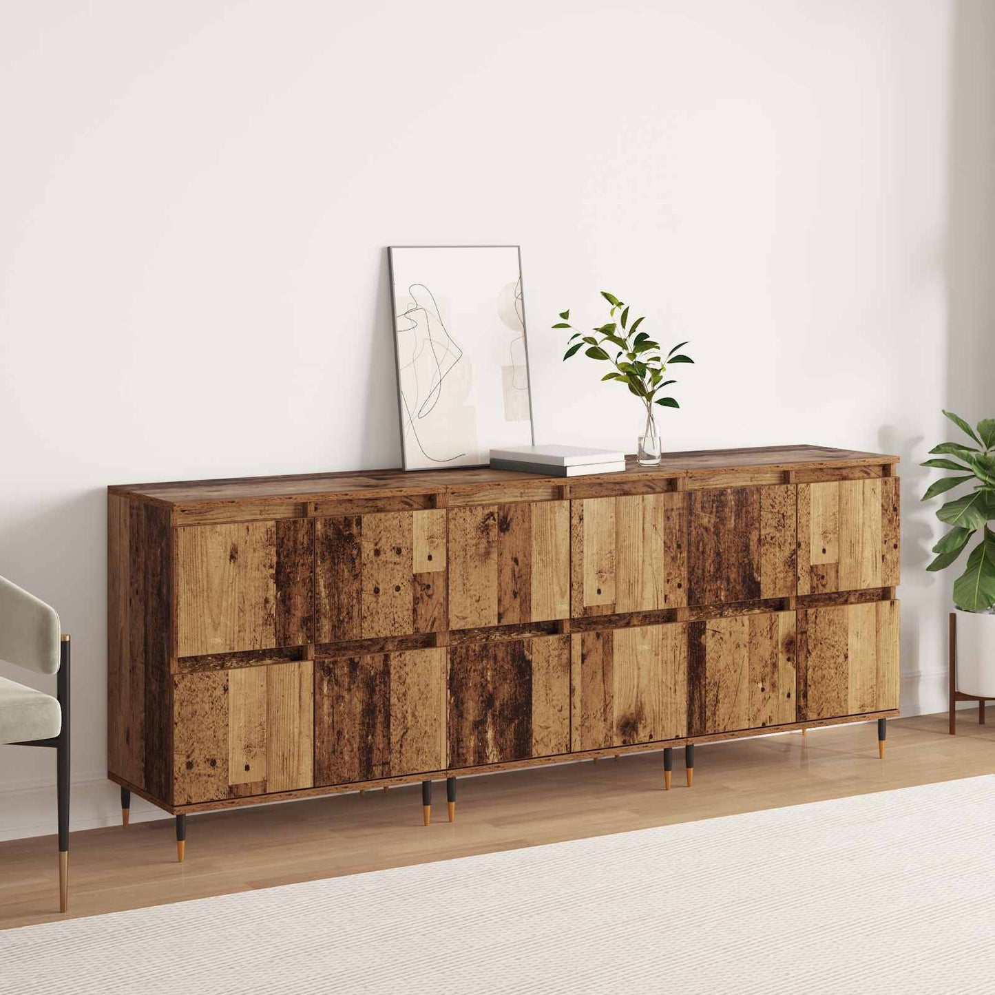 Storage Cabinet 3 pcs Old Wood 60 x 35 x 70 cm