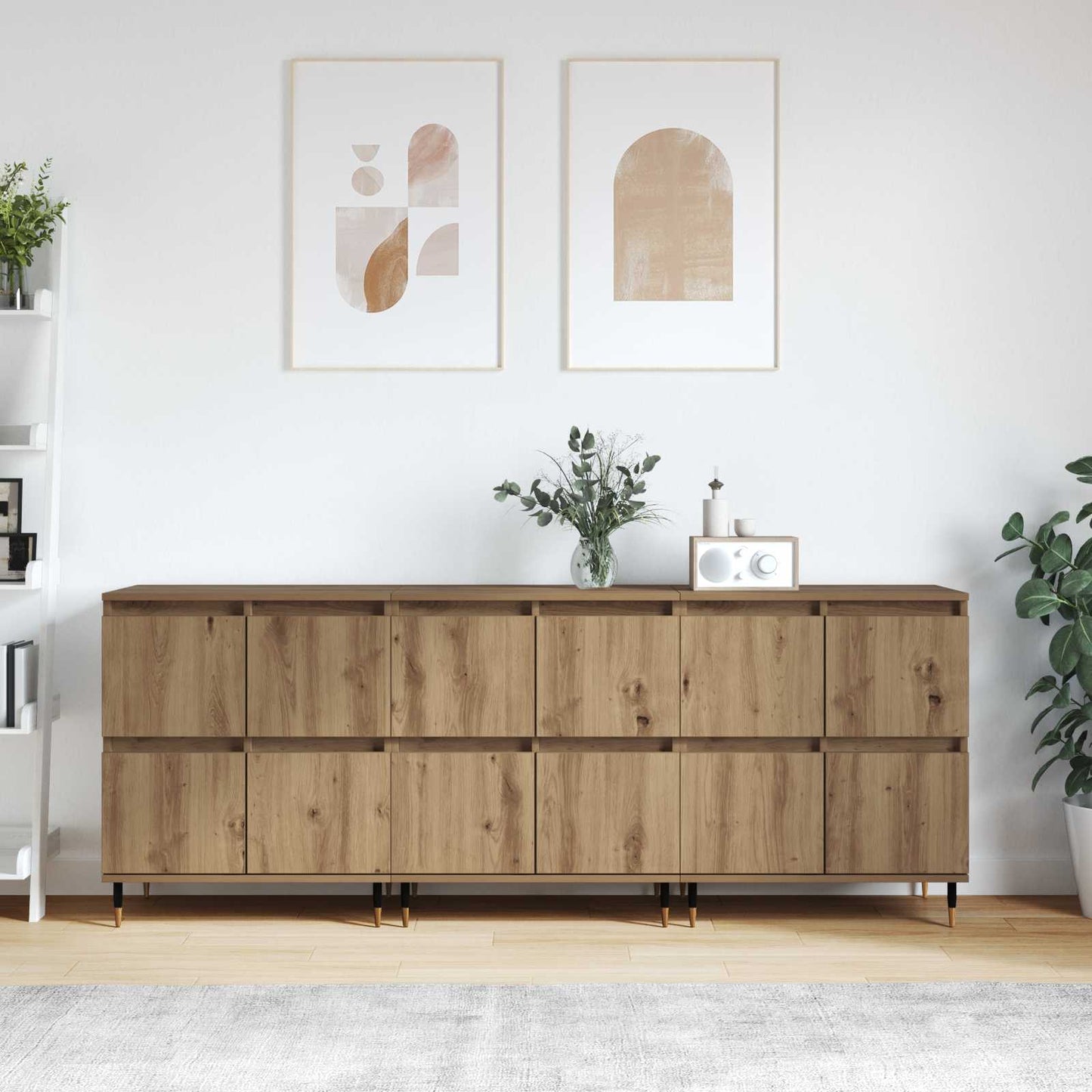 Storage Cabinet 3 pcs Artisan Oak 60 x 35 x 70 cm