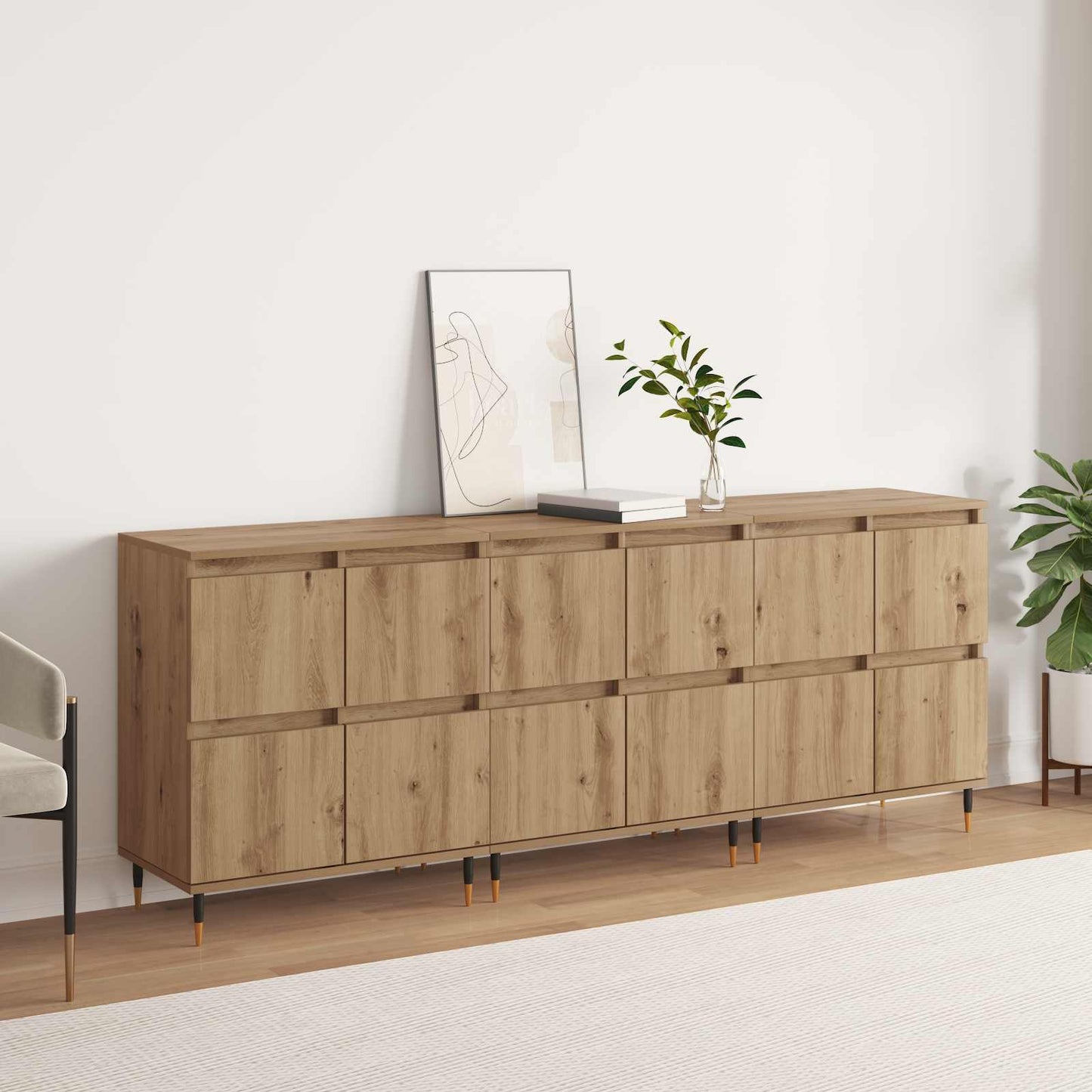 Storage Cabinet 3 pcs Artisan Oak 60 x 35 x 70 cm