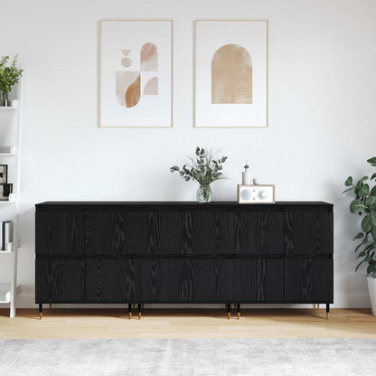Storage Cabinet 3 pcs Black Oak 60 x 35 x 70 cm