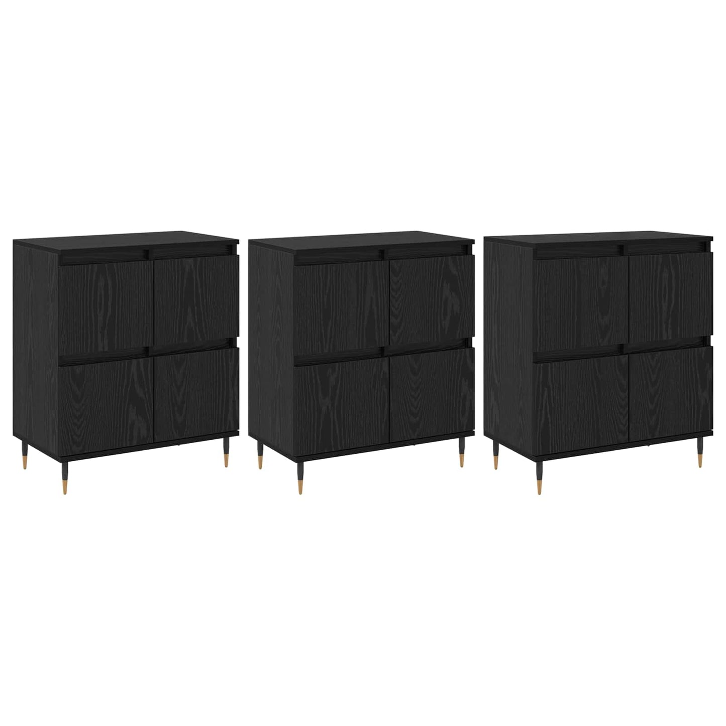 Storage Cabinet 3 pcs Black Oak 60 x 35 x 70 cm
