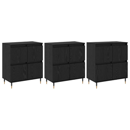 Storage Cabinet 3 pcs Black Oak 60 x 35 x 70 cm