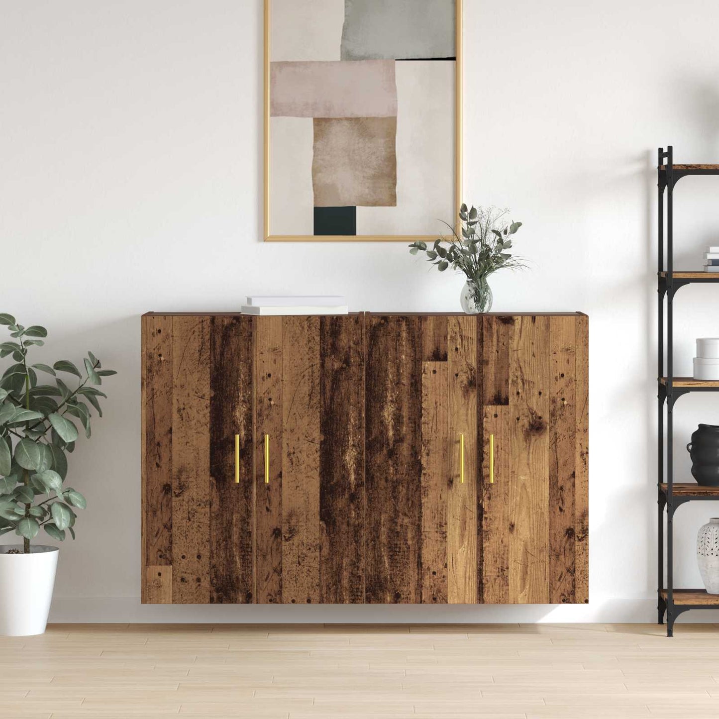 Wall-Mounted Cabinet 2 pcs Old Wood 69.5 x 34 x 90 cm