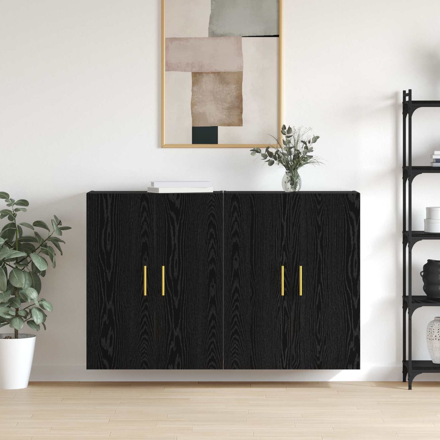 Wall-Mounted Cabinet 2 pcs Black Oak 69.5 x 34 x 90 cm