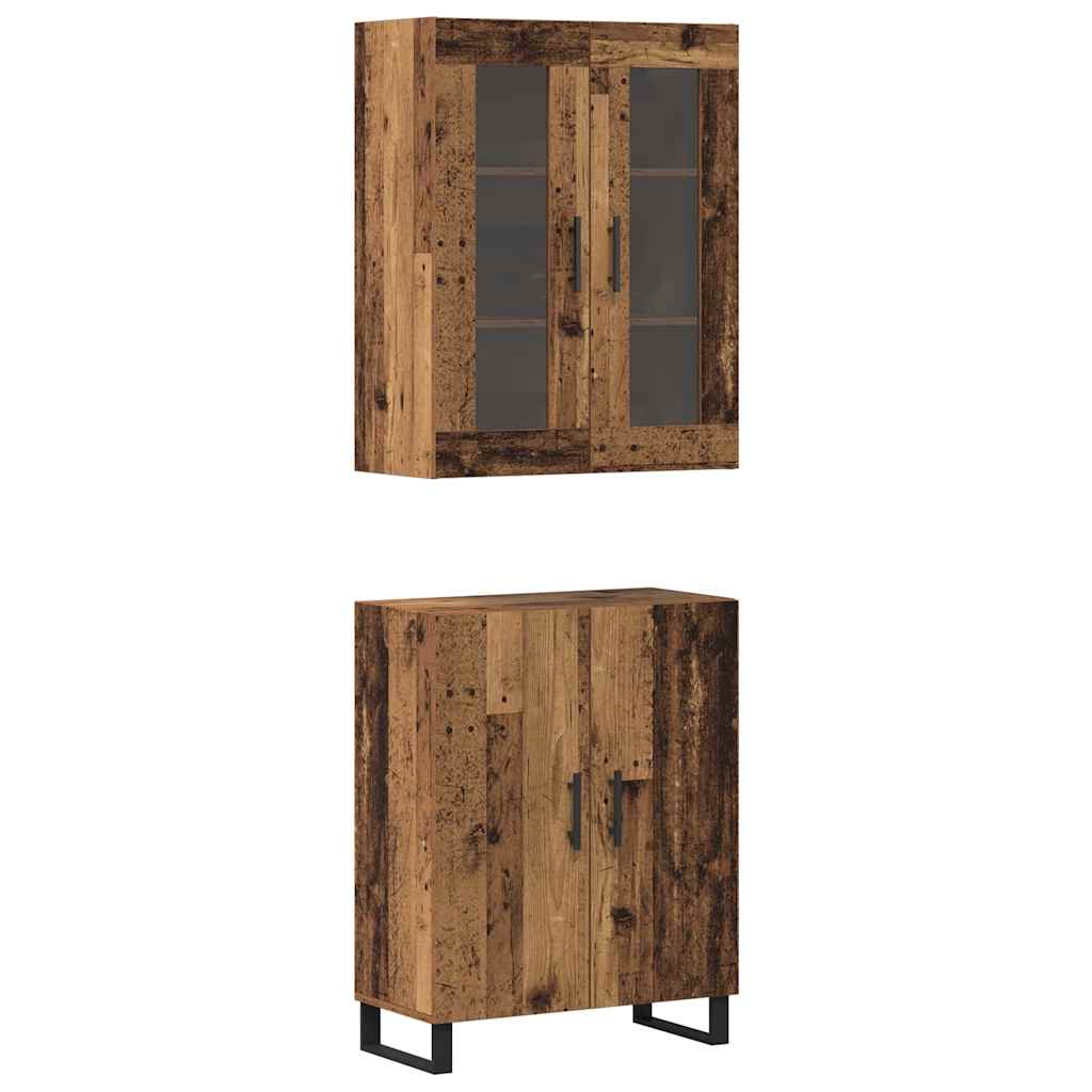 Highboard 2 pcs Old wood Engineered wood