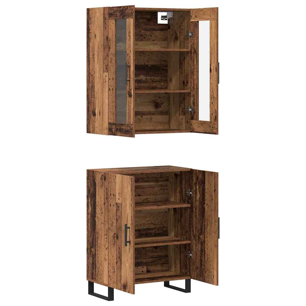 Highboard 2 pcs Old wood Engineered wood