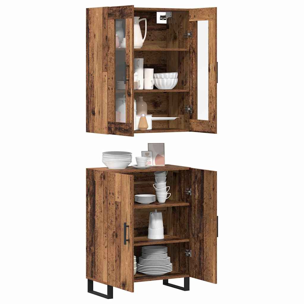 Highboard 2 pcs Old wood Engineered wood