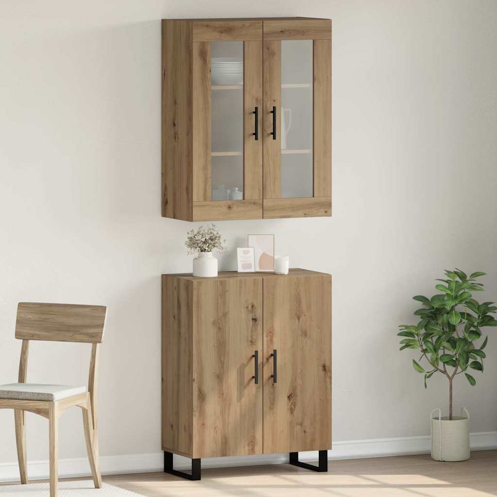Highboard 2 pcs Artisan oak Engineered wood
