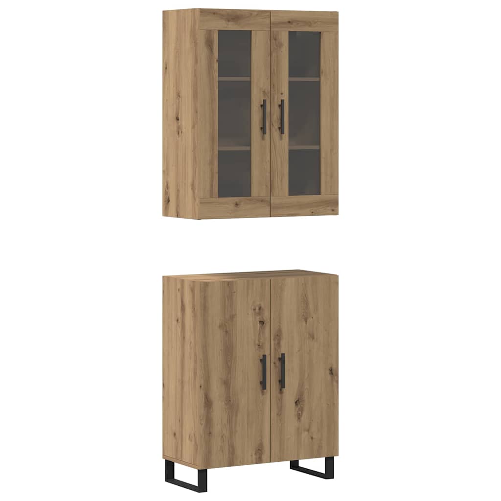 Highboard 2 pcs Artisan oak Engineered wood