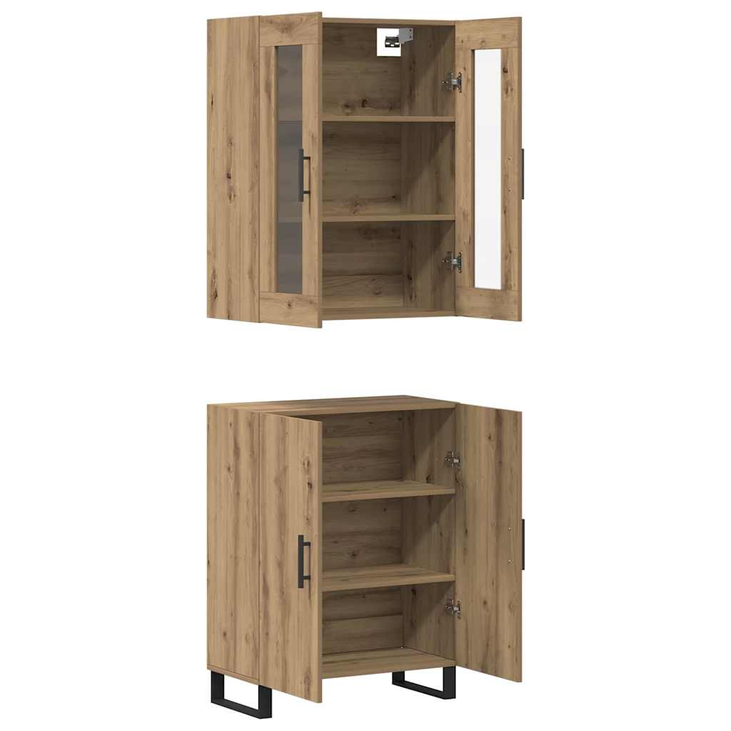 Highboard 2 pcs Artisan oak Engineered wood