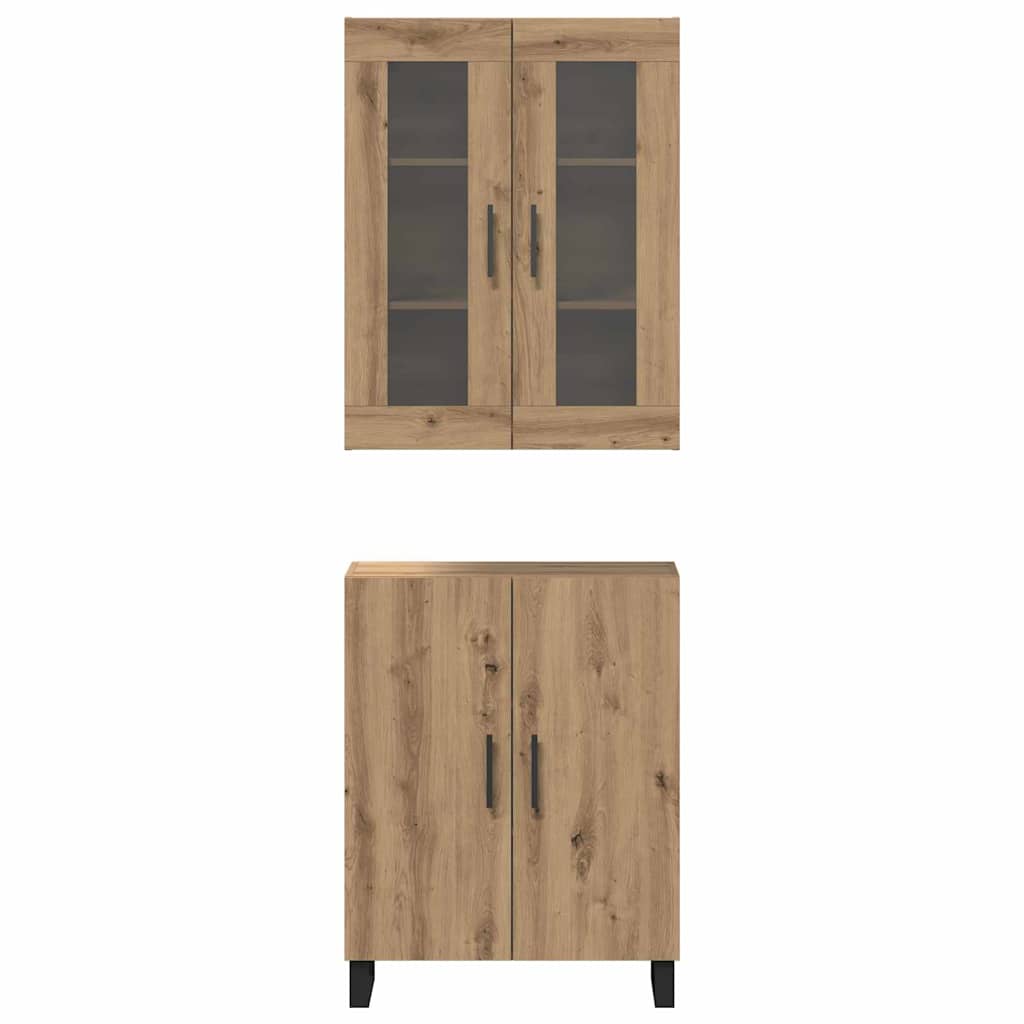 Highboard 2 pcs Artisan oak Engineered wood