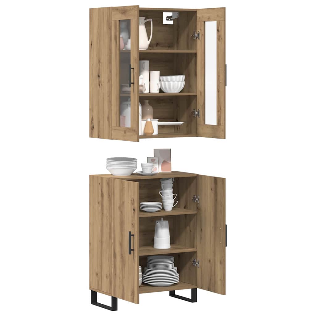 Highboard 2 pcs Artisan oak Engineered wood