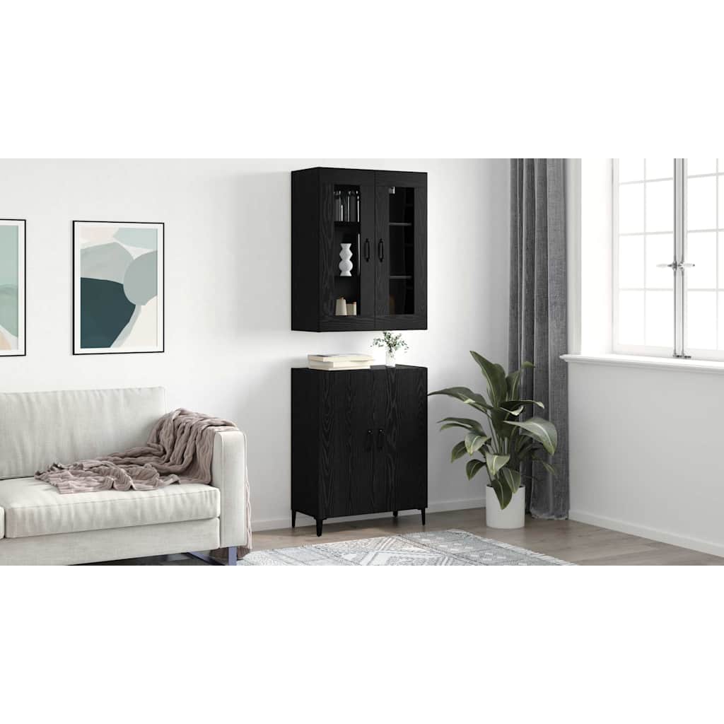 Highboard 2 pcs Black oak 69.5 x 34 x 180 cm Engineered Wood