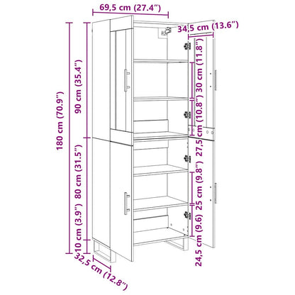 Highboard 2 pcs Black oak 69.5 x 34 x 180 cm Engineered Wood