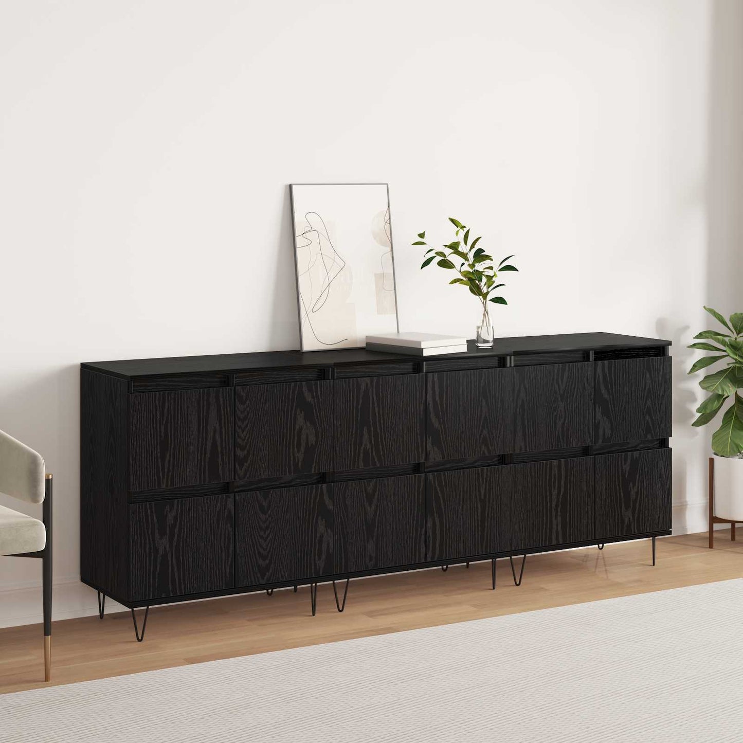Sideboards 3 pcs Black Oak