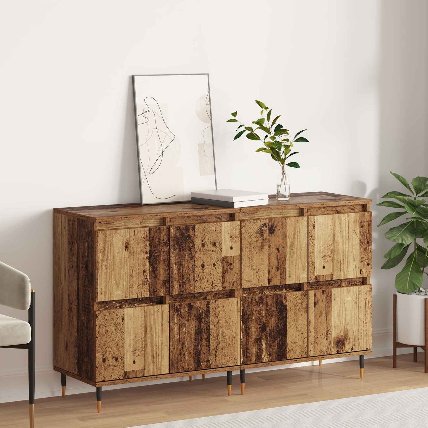 Storage Cabinet 2 pcs Old Wood 60 x 35 x 70 cm
