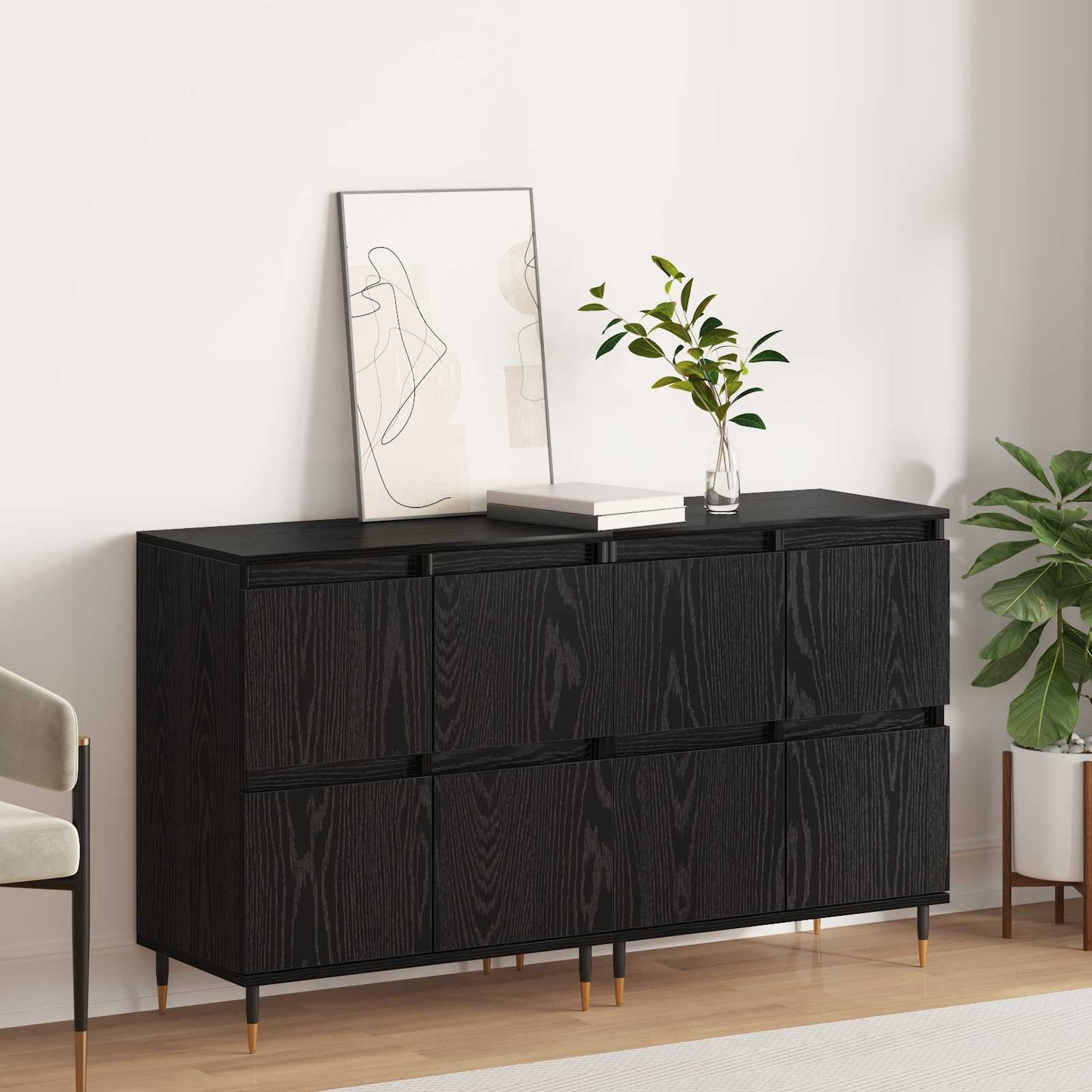 Storage Cabinet 2 pcs Black Oak 60 x 35 x 70 cm