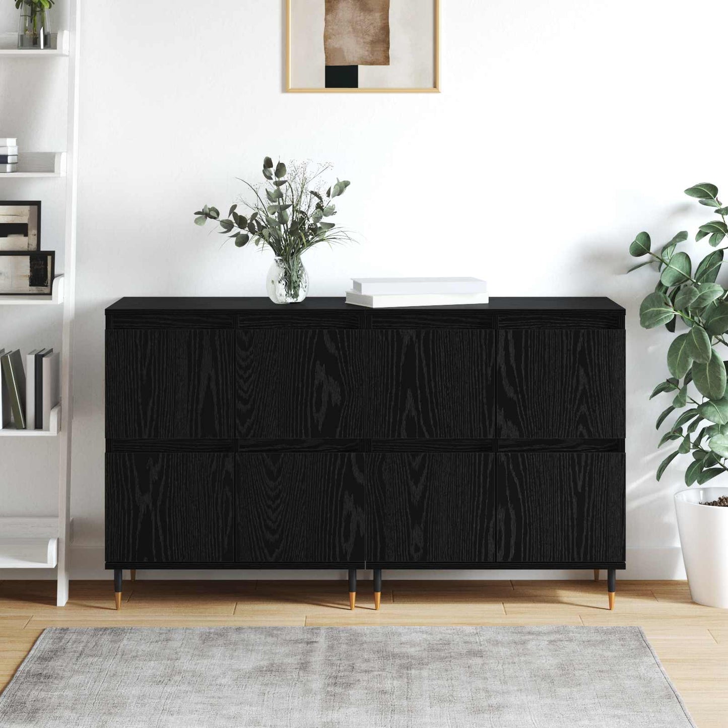 Storage Cabinet 2 pcs Black Oak 60 x 35 x 70 cm