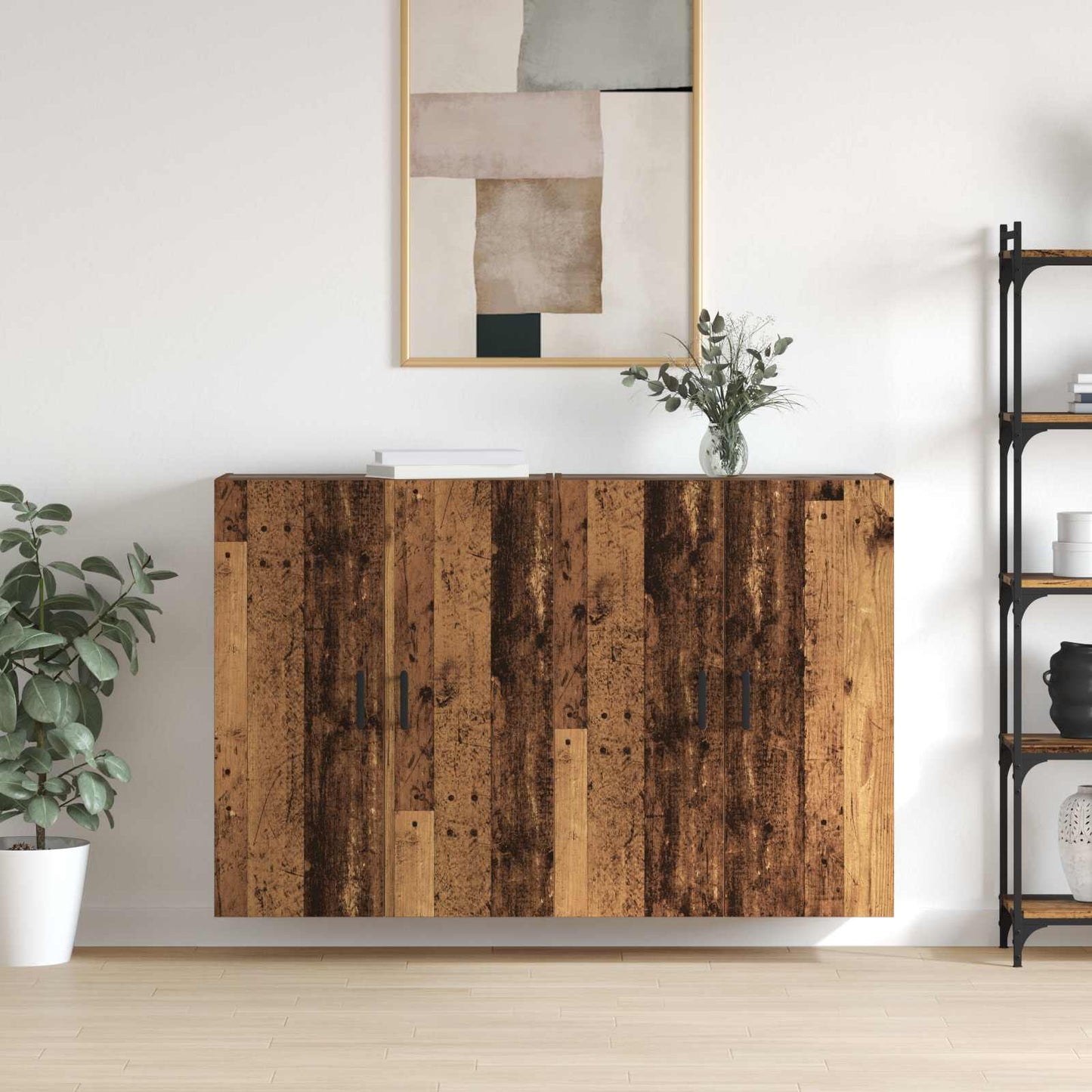 Wall-Mounted Cabinet 2 pcs Old Wood 69.5 x 34 x 90 cm