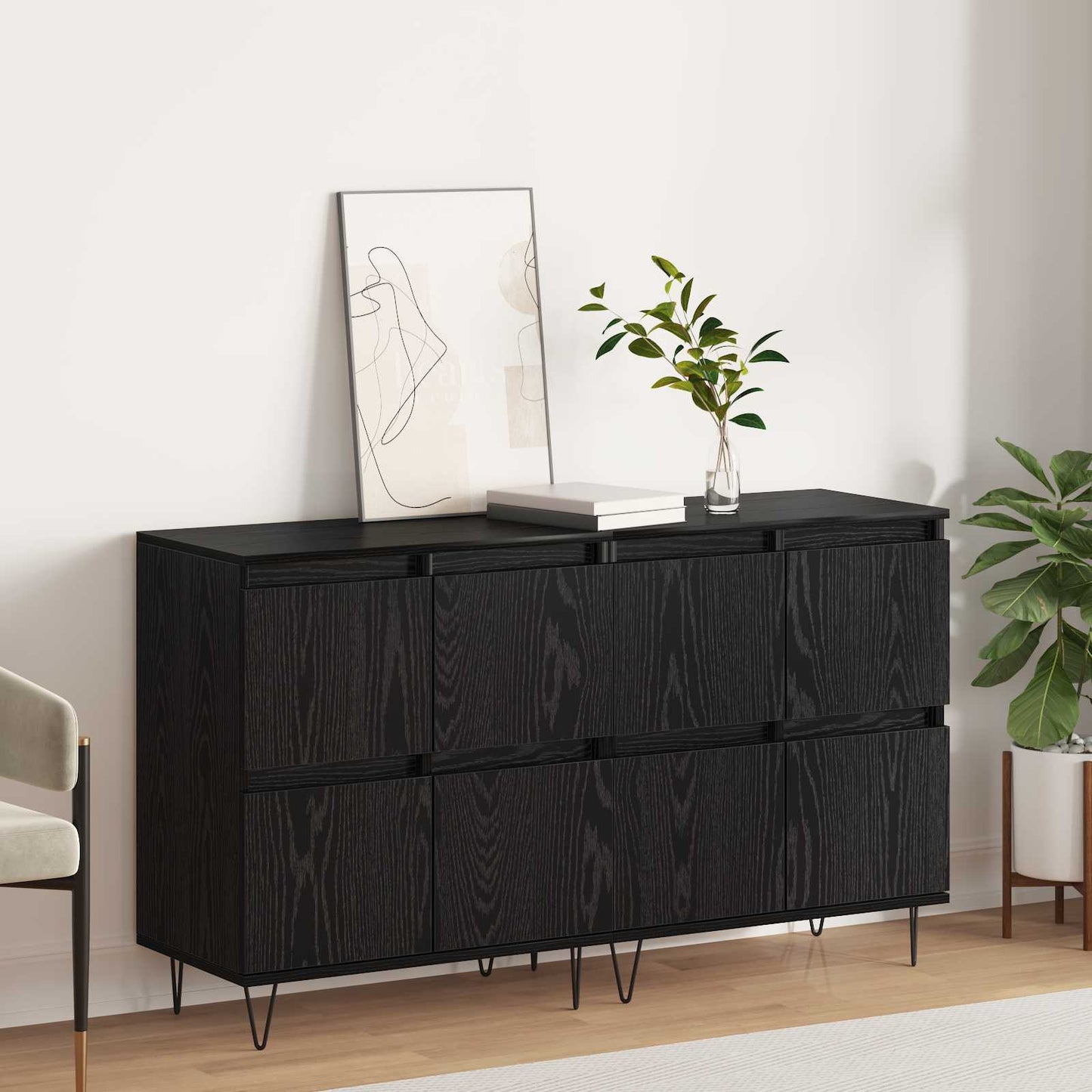 Sideboards 2 pcs Black oak