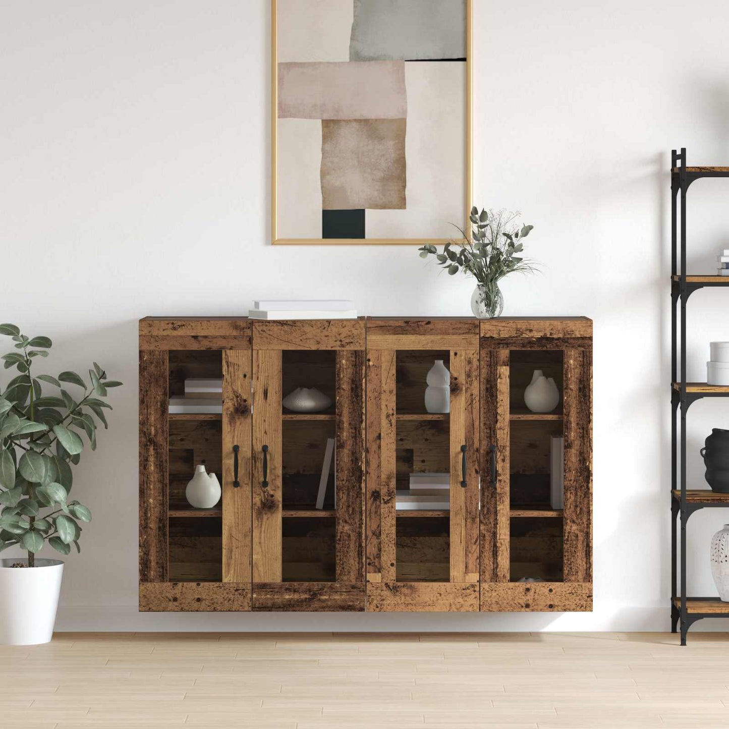 Wall Mounted Cabinets 2 pcs Old wood 69.5 x 34 x 90 cm