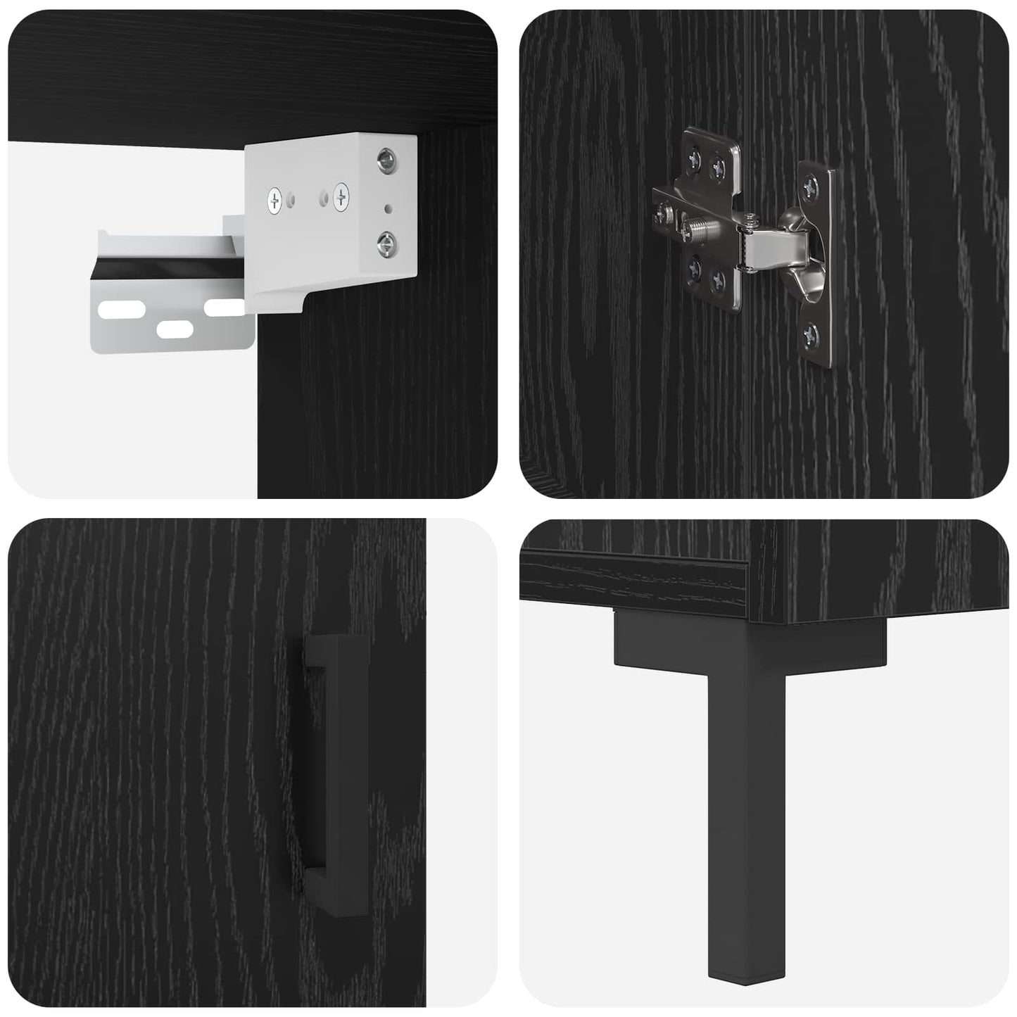 Highboard Black oak 69.5 x 34 x 180 cm Engineered Wood