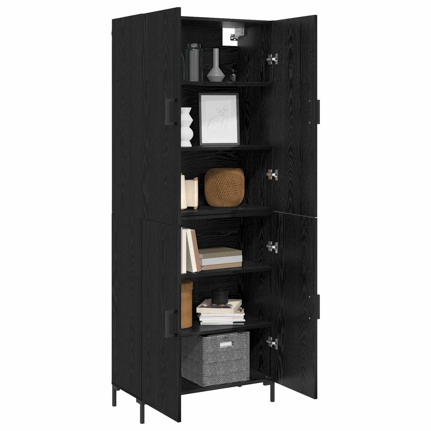 Highboard Black oak 69.5 x 34 x 180 cm Engineered Wood