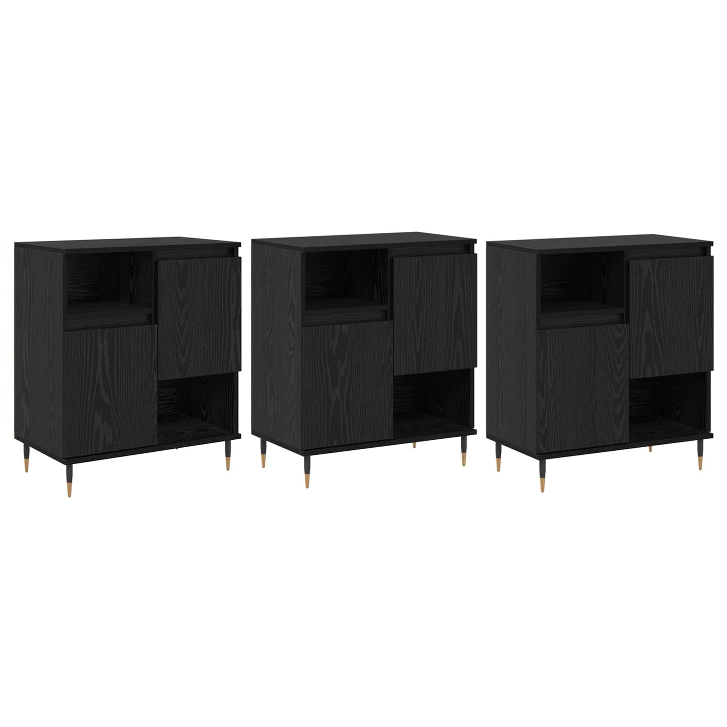Sideboards 3 pcs Black Oak