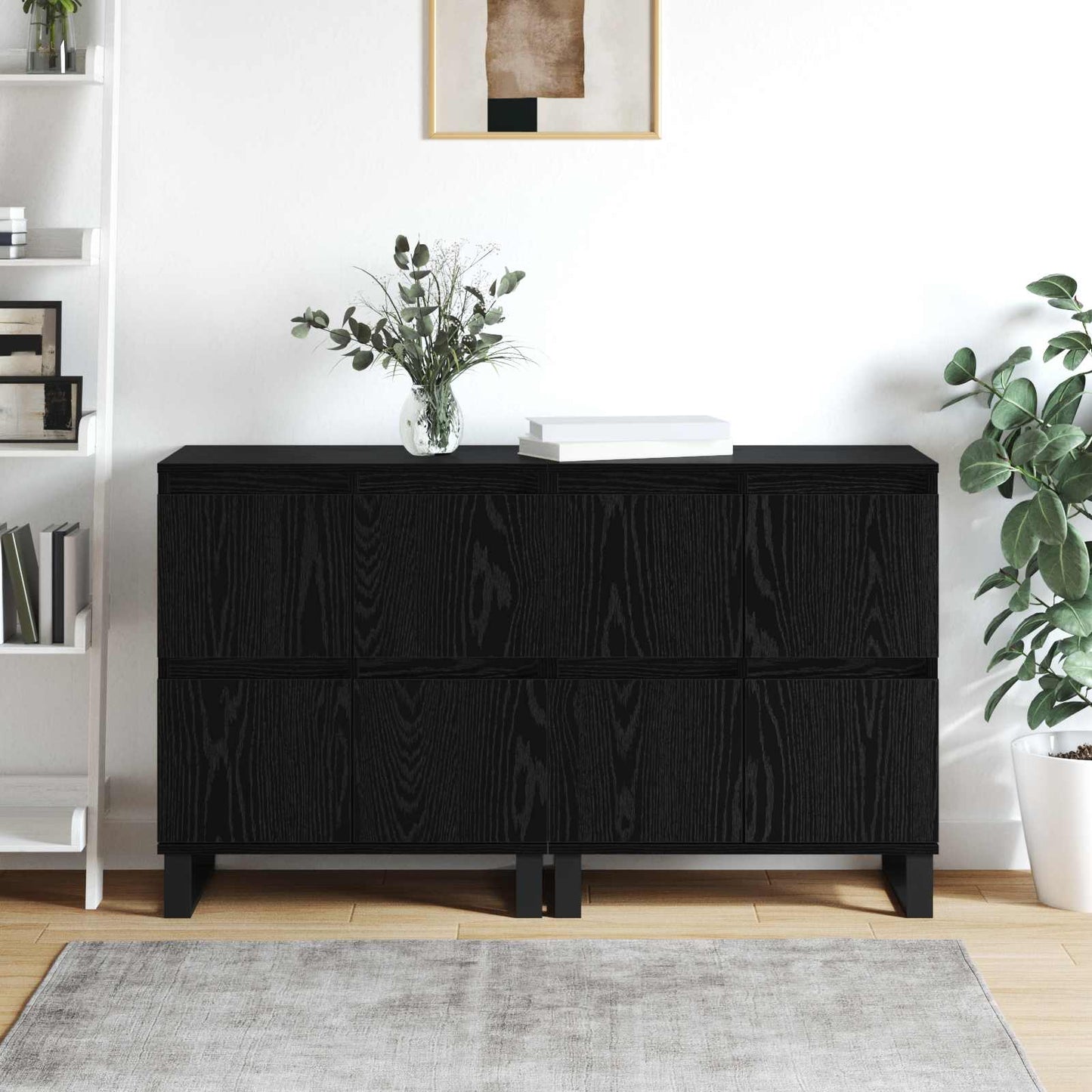 Sideboard 2 pcs Black Oak 60 x 35 x 70 cm