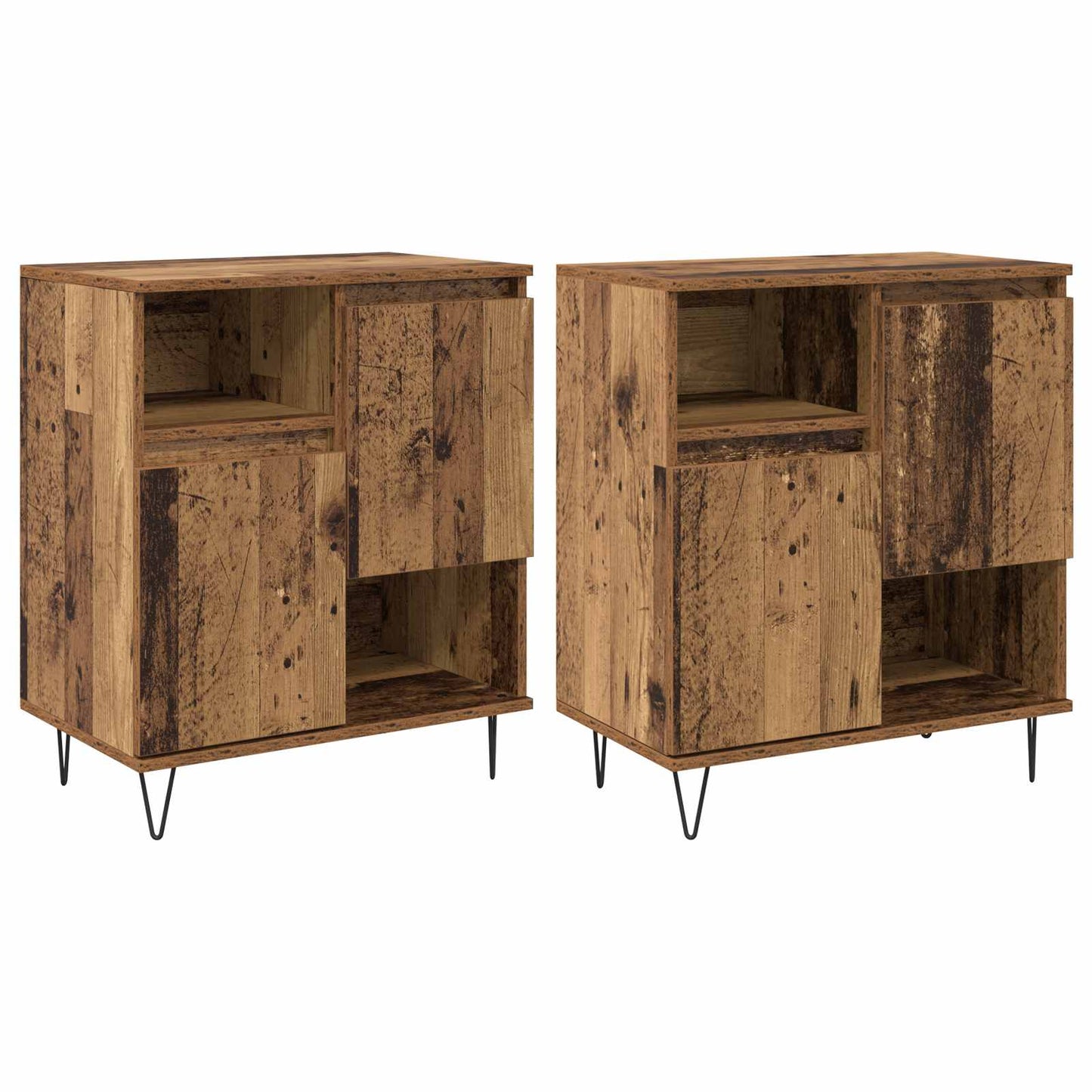 Sideboard 2 pcs Old Wood 60 x 35 x 70 cm