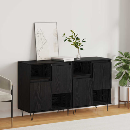 Sideboard 2 pcs Black Oak 60 x 35 x 70 cm