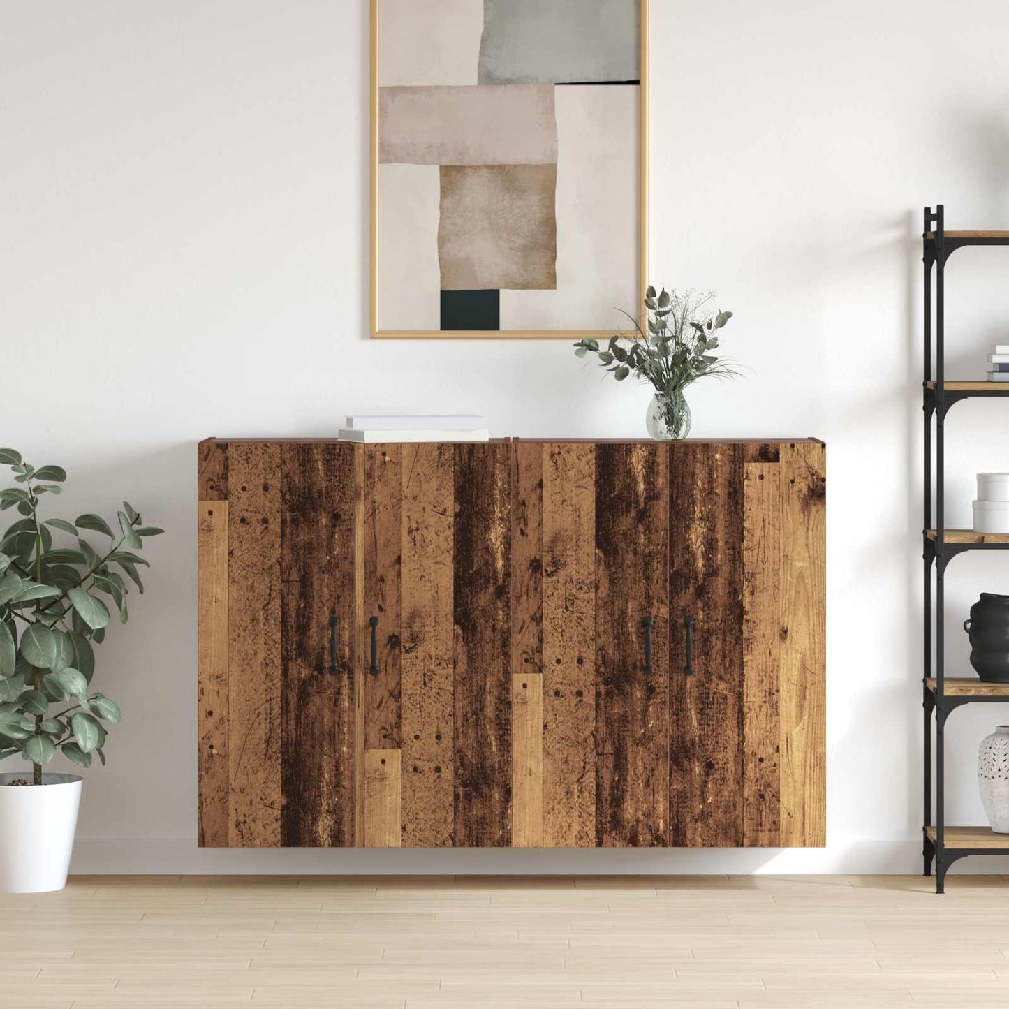 Wall-Mounted Cabinet 2 pcs Old Wood 69.5 x 34 x 90 cm