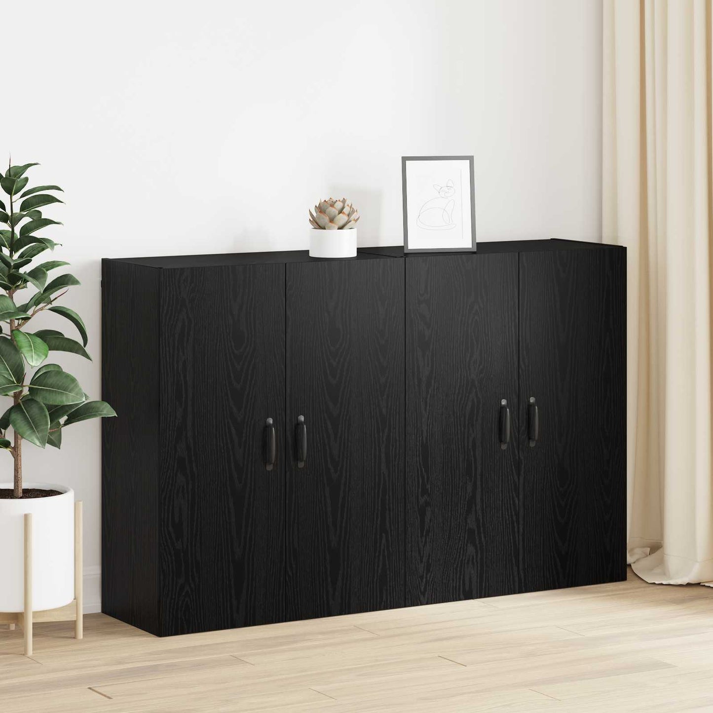 Wall-Mounted Cabinet 2 pcs Black Oak 69.5 x 34 x 90 cm