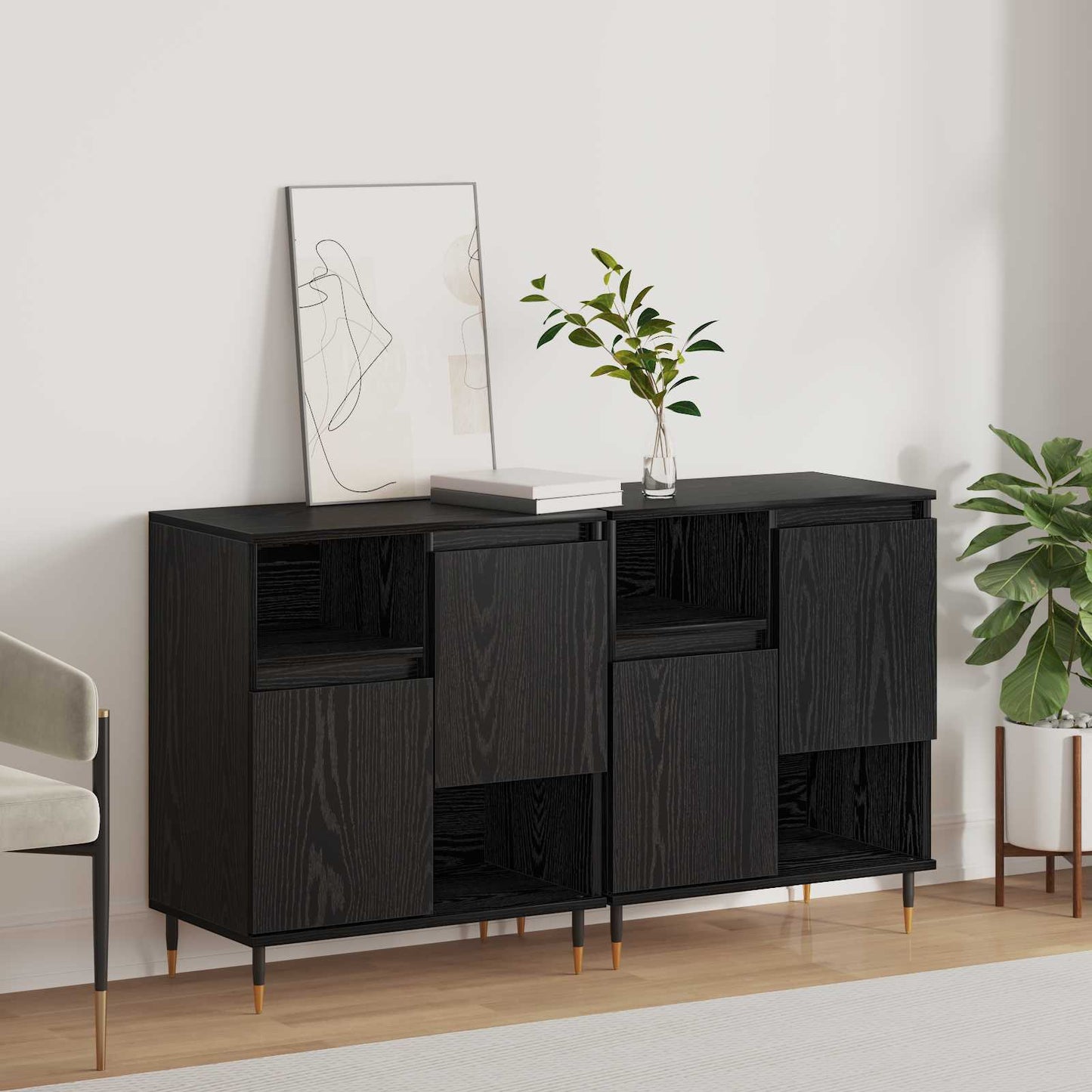 Sideboards 2 pcs Black oak