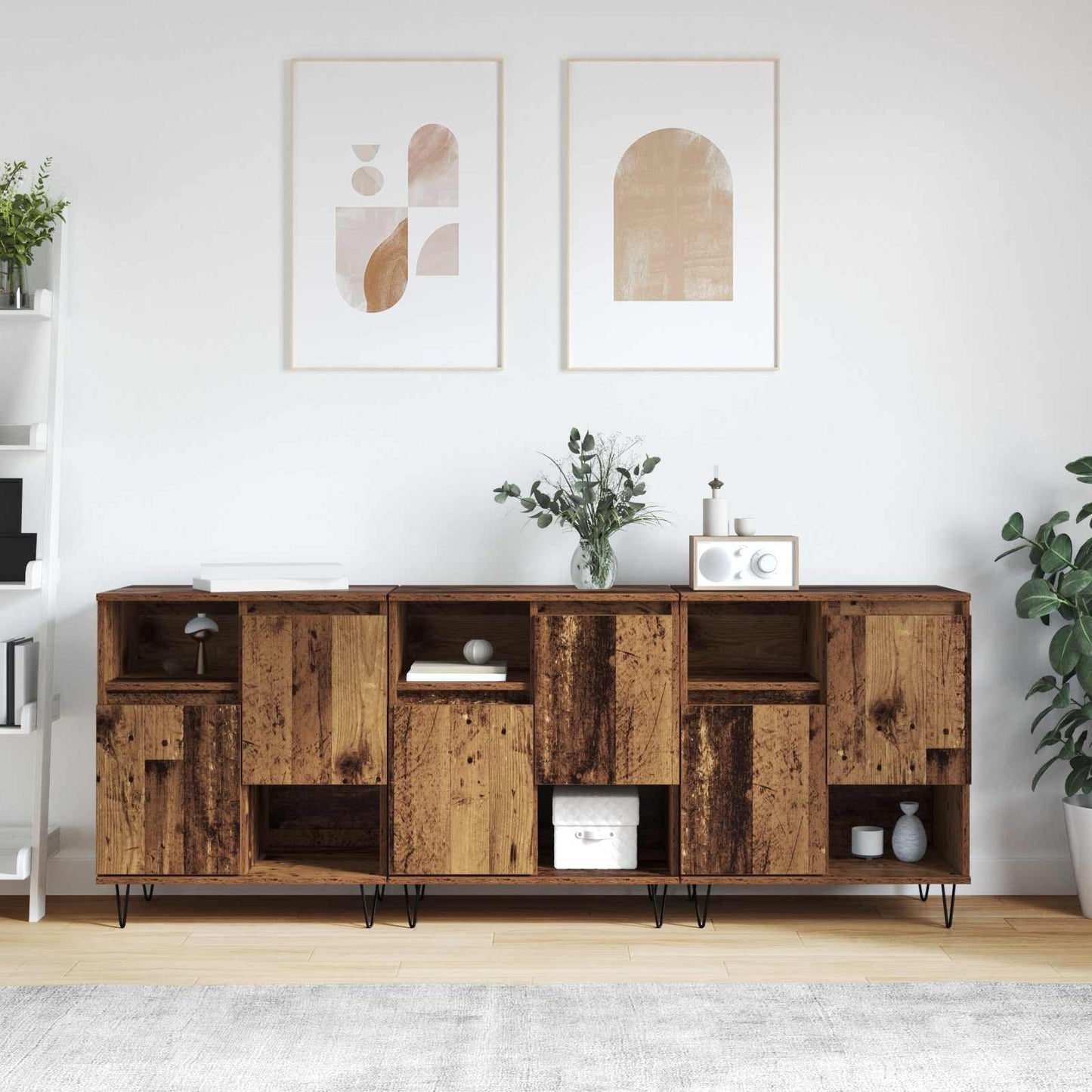 Sideboard 3 pcs Old Wood 60 x 35 x 70 cm