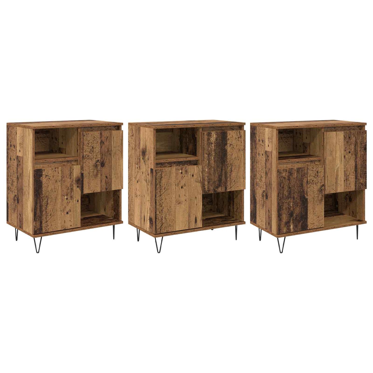 Sideboard 3 pcs Old Wood 60 x 35 x 70 cm