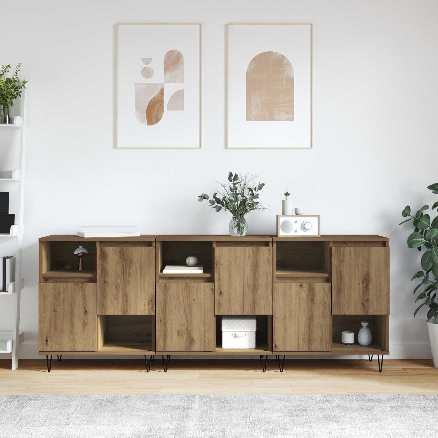 Sideboard 3 pcs Artisan Oak 60 x 35 x 70 cm