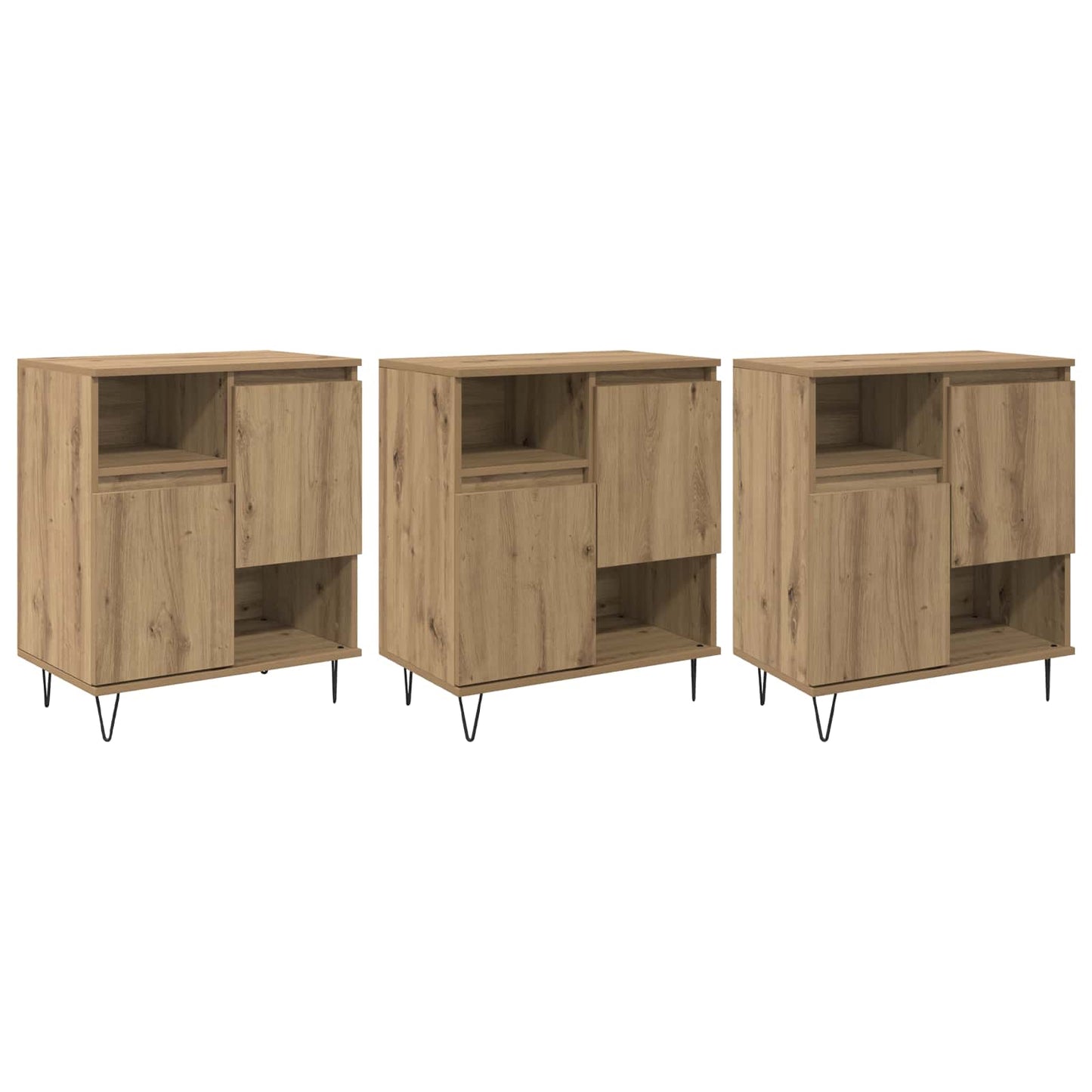 Sideboard 3 pcs Artisan Oak 60 x 35 x 70 cm