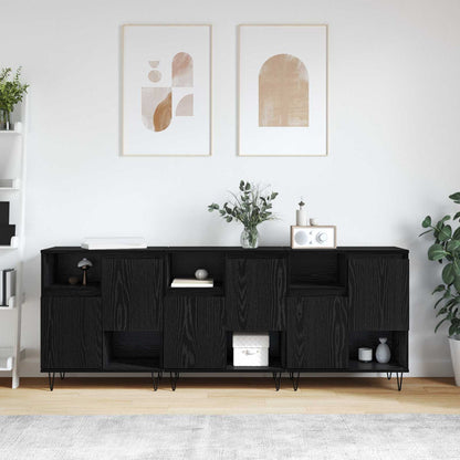 Sideboard 3 pcs Black Oak 60 x 35 x 70 cm