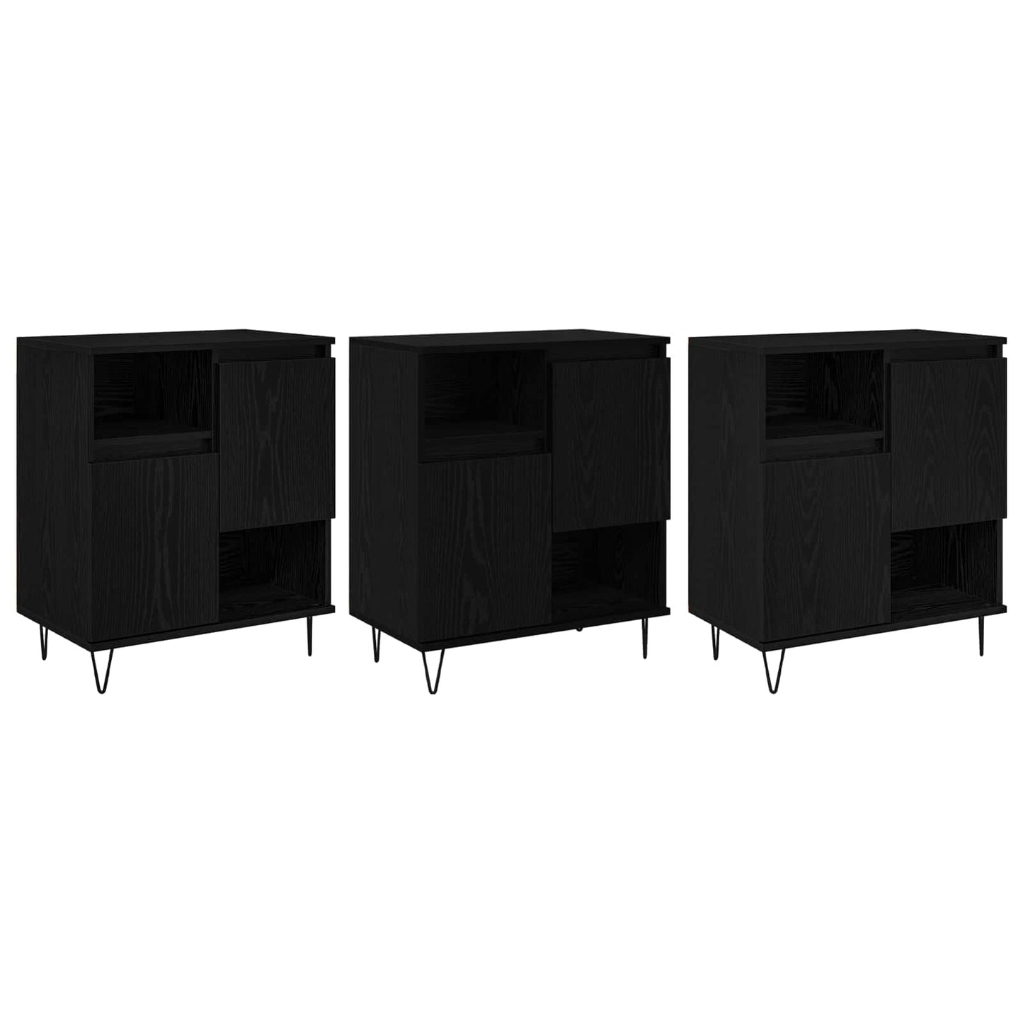 Sideboard 3 pcs Black Oak 60 x 35 x 70 cm