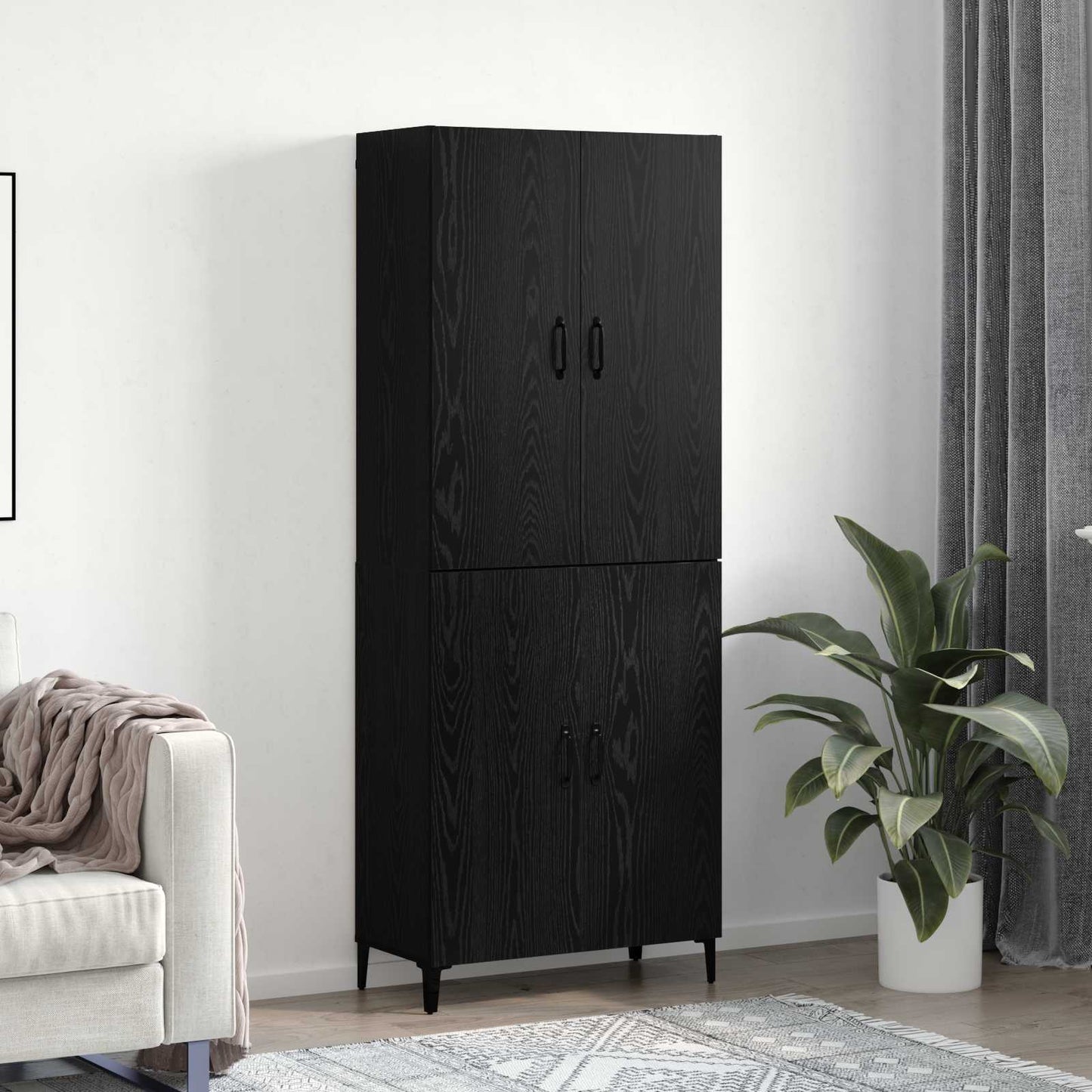 Highboard 2 pcs Black Oak 69.5 x 34 x 180 cm Engineered Wood