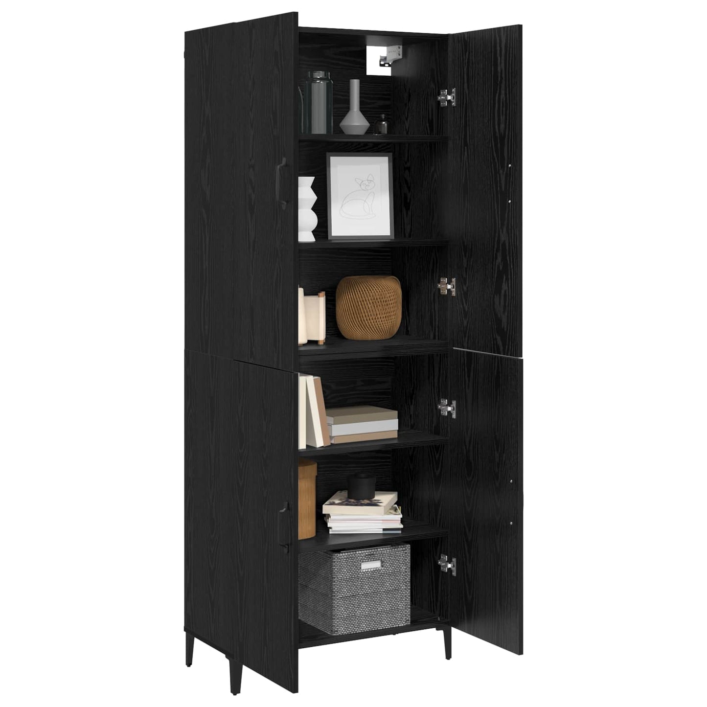 Highboard 2 pcs Black Oak 69.5 x 34 x 180 cm Engineered Wood